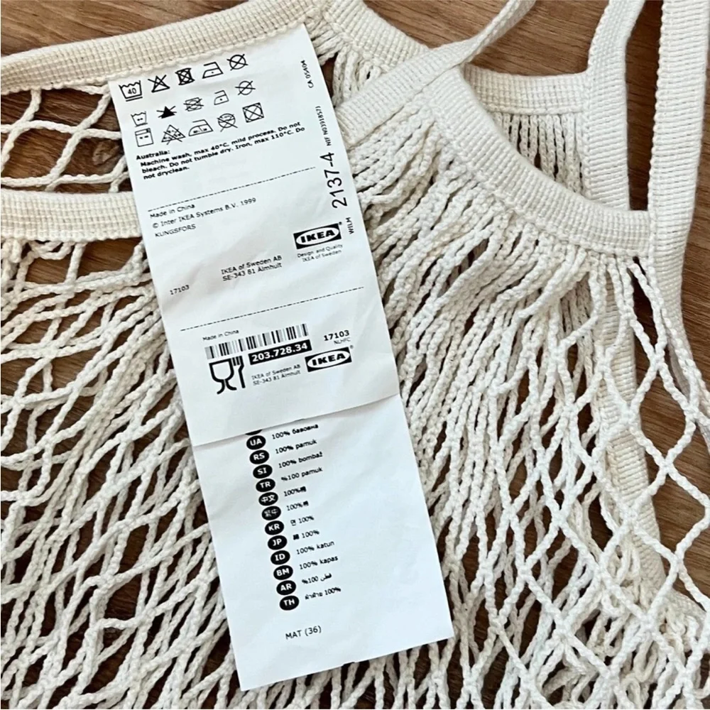 IKEA KUNGSFORS set of natural mesh reusable sustainable bags